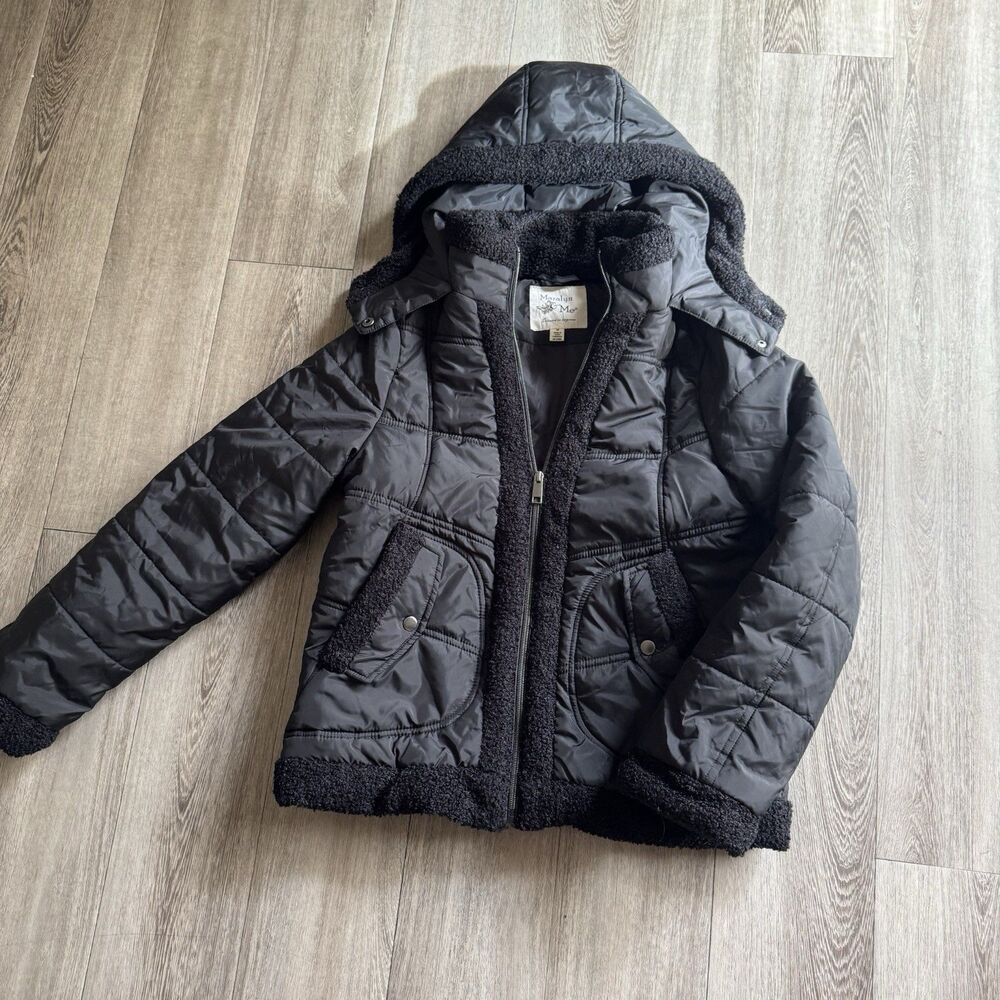Maralyn & Me Hooded Black Puffer Jacket Quilted Women’s (Junior) Size M - Picture 3 of 16